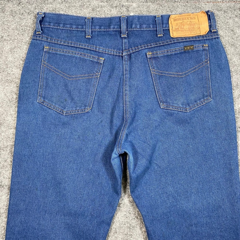 Vintage Roebucks Denim‎ Jeans Mens 38x30 Made in USA Sears Straight Leg STAIN